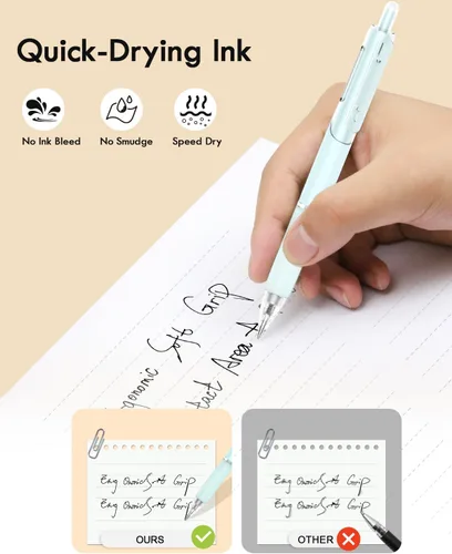 Miniatura 5 de Bolígrafos de gel, 12 piezas Bolígrafos de tinta negra de secado rápido, bonitos bolígrafos ergonómicos de punta fina de escritura suave