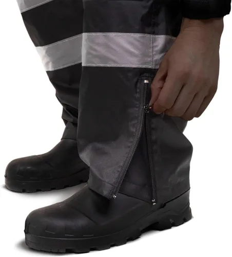 Miniatura 2 de JORESTECH Pantalones de seguridad impermeables de alta visibilidad: rayas reflectantes, cumplimiento ANSI y parte inferior ajustable Naranja Negro