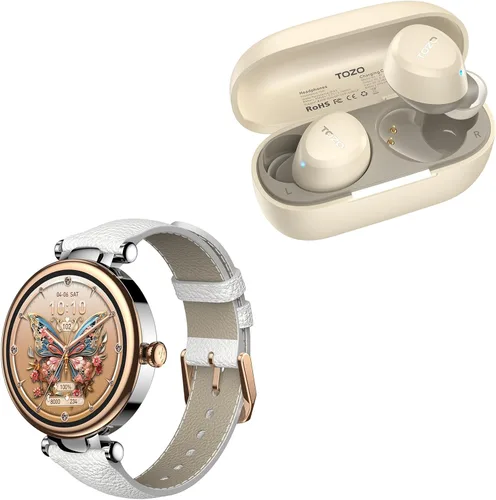 TOZO S8 AMOLED - Reloj inteligente para mujer, pantalla HD a color de 1.32 pulgadas, reloj de seguimiento de la salud, auriculares inalámbricos A1