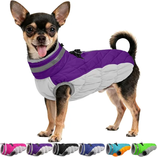 Miniatura 46 de Abrigo de invierno para perro, chaqueta grande para perro, chaqueta impermeable para mascotas con cremallera trasera, abrigo para mascotas con arnés