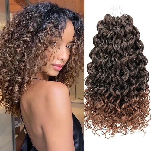 Miniatura 26 de Unionbeauty - Paquete de 8 mechones rizados con ganchillo GoGo, rizos de agua para mujer negra, rizos de playa, extensiones de cabello rizado 1b#