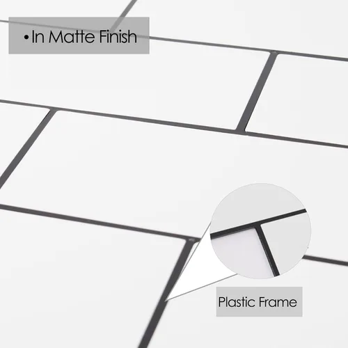 Miniatura 2 de 10 hojas más gruesas para despegar y pegar para cocina, 12 x 12 pulgadas, blanco puro en acabado mate, azulejos de PVC para pared de metro