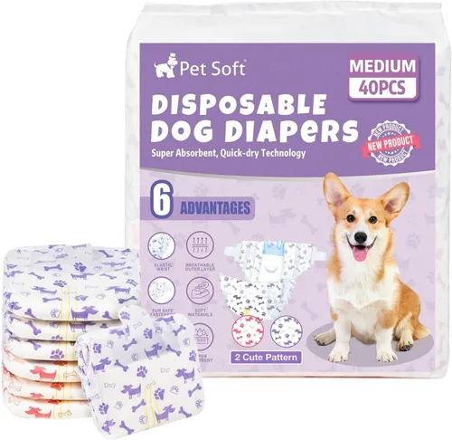 Miniatura 11 de Pet Soft Pañales desechables para perras – Pañales desechables para perritos con indicador de humedad, pañal para cachorros y gatos súper