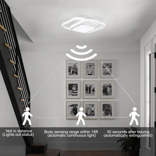 Miniatura 3 de Lámpara de techo LED con sensor de movimiento de 12.6 pulgadas para interiores, 36 W 6000 K, lámpara de techo blanca de montaje empotrado moderna