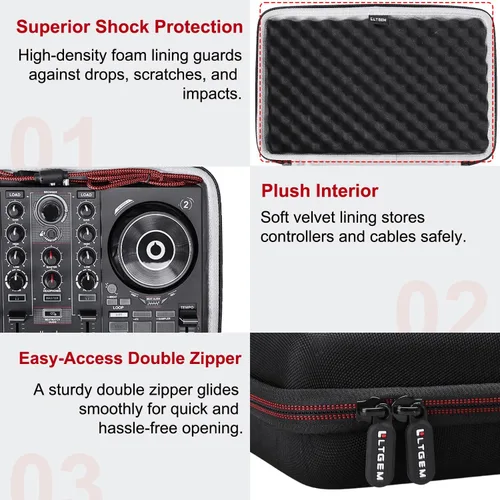 Miniatura 3 de LTGEM - Funda para controlador de DJ Hercules DJControl Inpulse 200 / DJControl Inpulse 200 MK2 - Bolsa de transporte protectora de viaje