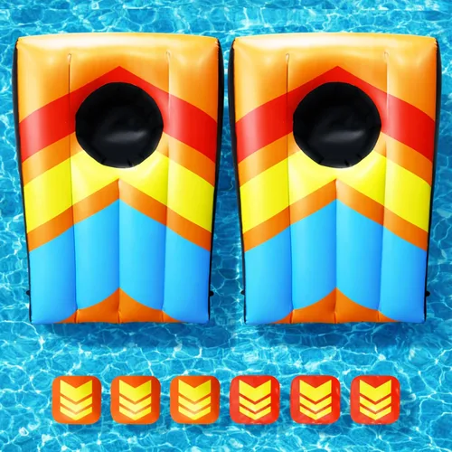 TOY Life 2 Sets Inflatable Pool Games Toys, Pool Cornhole Game Floating Toys for Adults Family, Water Games for Adults, Bean Bag Toss Game for