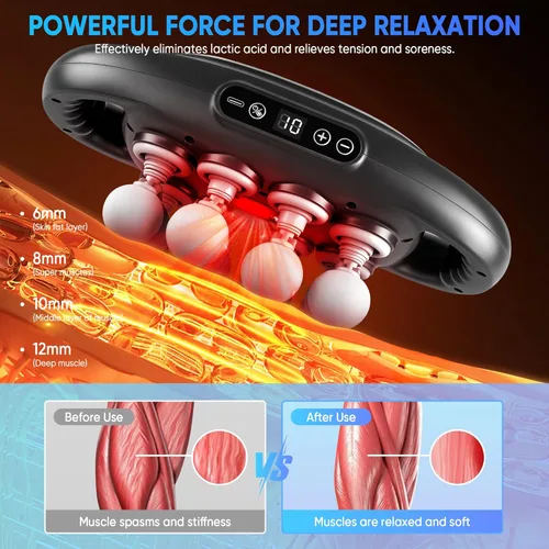 Miniatura 4 de 16-Head Massage Gun Set, Deep Tissue Massager with 9 Modes & Levels, Muscle Massager Pain Relief, Percussion Massage Gun for