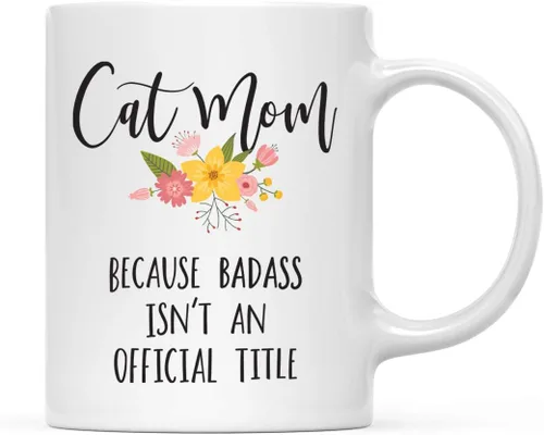 Miniatura 60 de Andaz Press Taza de café de 11 onzas, regalo de broma, tía porque Badass no es un título oficial, gráfico floral, 1 paquete