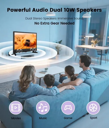 Miniatura 6 de Feihe TV de 22 pulgadas, 1080p LED de pantalla ancha HDTV con sintonizadores ATSC digitales, TV de pantalla plana con HDMI/VGA/RCA/USB para cocina