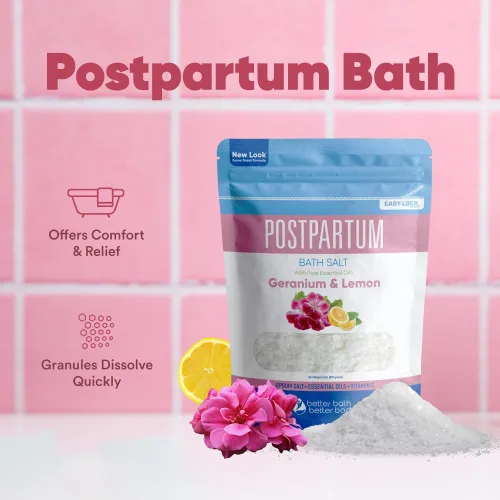 Miniatura 5 de Remojamiento de baño posparto (2 libras) Cuidado posparto para madres primerizas sal de baño con aceites esenciales en bolsa fácil de presionar sin