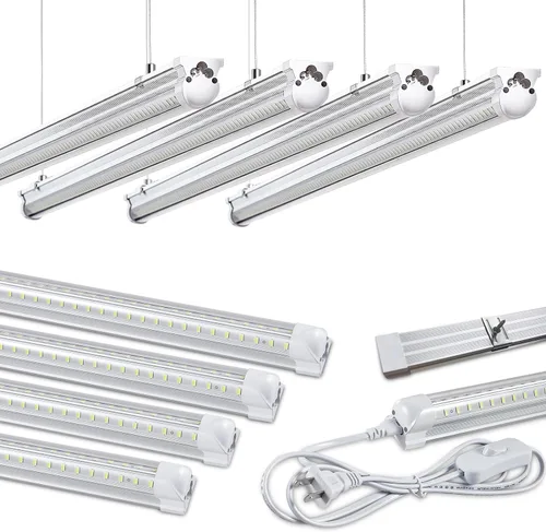 Miniatura 11 de Skymoatled Paquete de 8 luces LED de garaje de 8 pies, luz blanca de 100 W, 6000 K, 15000 lm, súper brillante, montaje en superficie, luces LED T8
