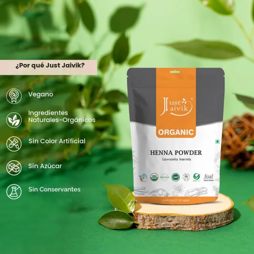 Miniatura 6 de Just Jaivik Polvo de henna (Lawsonia Inermis) para el cabello - 100% natural, certificado orgánico por la USDA por OneCert Asia, sin productos