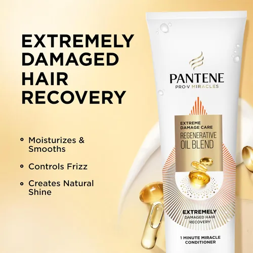 Miniatura 2 de Acondicionador Pantene Pro-V Milagros, Aceite Regenerativo de Mezcla de Aceites para Cuidado de Daño Extremo 1 Minuto Milagro, Hidrata, Suaviza