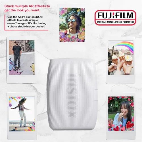 Miniatura 7 de Fujifilm Instax Mini Link 3 - Paquete de película para impresora Instax Mini (40 hojas), funda protectora Link 3 (blanco arcilla)