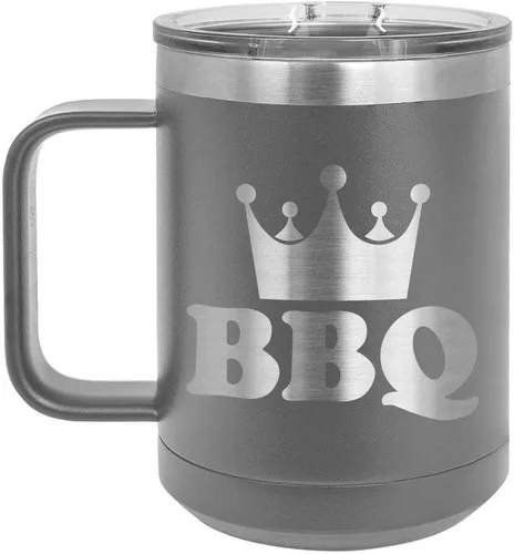 Miniatura 12 de Taza de café para barbacoa King de 15 onzas con tapa superior deslizante, taza de café de viaje aislado idea de regalo para los hombres que tienen