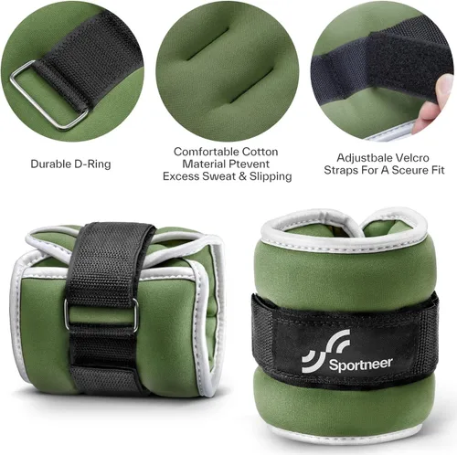 Miniatura 3 de Sportneer Pesas de tobillo para muñeca, par de pesas de 1/2/4/6/10 libras para hombres, mujeres, niños, entrenamiento de fuerza, juego de pesas