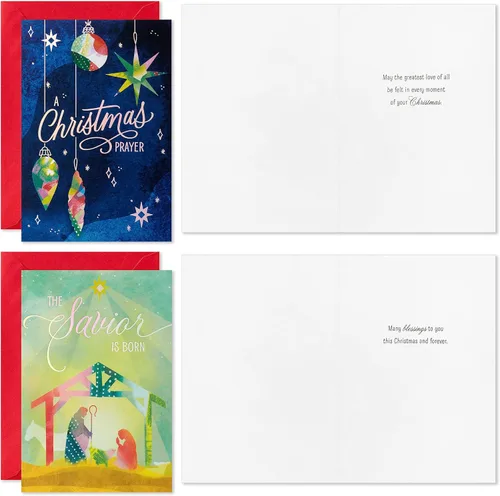 Miniatura 5 de Hallmark Surtido de tarjetas de Navidad religiosas en caja, estrella de maravilla (36 tarjetas y sobres) rosa, azul, amarillo, verde, naranja