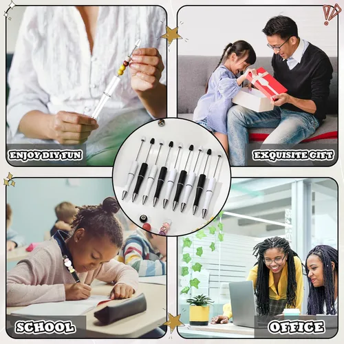 Miniatura 3 de Kosiz 150 piezas de bolígrafos con cuentas de plástico a granel, tinta negra, surtido de bolígrafos con cuentas, bolígrafo de regalo para regalos