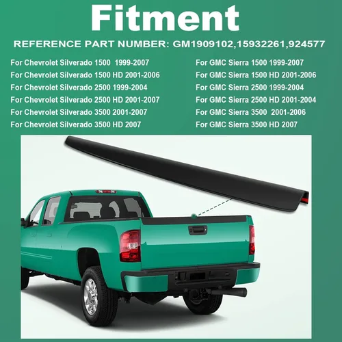 Miniatura 3 de SCITOO Tapa de Moldura de Portón Trasero de ABS Compatible con Chevrolet Silverado 1999-2007 y GMC Sierra 99-06, 1 Pieza, Moldura Superior Trasera