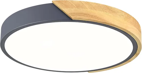 Miniatura 19 de Moderna lámpara de techo de madera regulable, LED minimalista 5CCT 2700K-6000K, lámpara de techo empotrada, lámpara de iluminación redonda para Negro