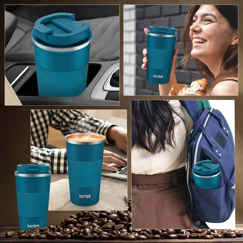 Miniatura 5 de KETIEE Taza de Café de Viaje 12oz: Taza de Café Aislada con Tapa a Prueba de Fugas, Vaso de Café, Tazas de Café Reutilizables con Tapa Sellada, Taza