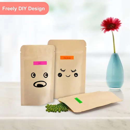 Miniatura 5 de SumDirect Bolsas de pie de papel kraft – Paquete de 50 bolsas reutilizables con cremallera de 3.5 x 5.5 pulgadas con forro de aluminio para el hogar