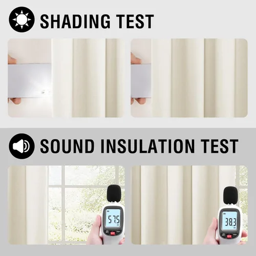Miniatura 5 de H.VERSAILTEX - Cortinas 100% opacas con aislamiento térmico, texturizadas, de lino, con bloqueo de calor y luz completa, p/sala de estar y Roble