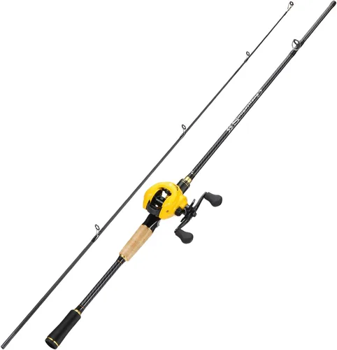 Miniatura 2 de Sougayilang Baitcasting - Combos de pesca de fibra de carbono y vidrio, 2 cañas de pescar con carrete de fundición, 6 pies 0 pulgadas