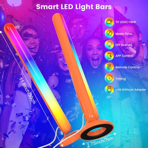 Miniatura 6 de Barras de luz LED inteligentes, retroiluminación Borllyem LEDIC+WW para TV con cuentas de luz dobles, control de aplicación, control remoto RF