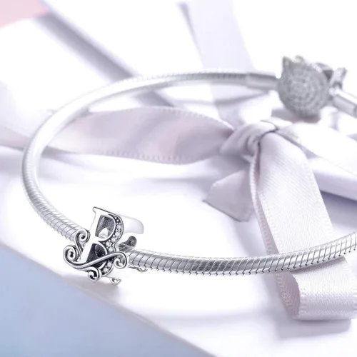 Miniatura 17 de BETTY&SARAH dije de plata esterlina 925 con forma de letra, para pulseras Pandora, letra del alfabeto, joya, regalo para mujer