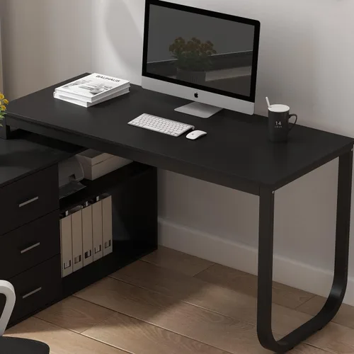 Miniatura 4 de Homsee - Escritorio de computadora para oficina en casa, escritorio de esquina con 3 cajones y 2 estantes, mesa de estudio grande en forma de L