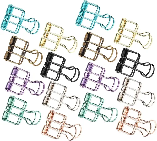Miniatura 9 de 16 clips huecos para carpeta, 8 colores, diseño de esqueleto, abrazaderas de papel para oficina, escuela, hogar, organizar documentos, archivos