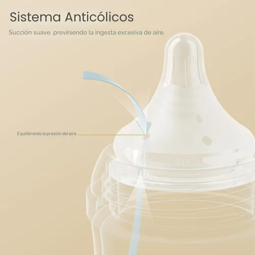 Miniatura 4 de Gulicola Biberón de vidrio natural de 8 onzas para bebés amamantados, juego de biberones anticólicos con pezón de flujo medio, 3 meses +, paquete