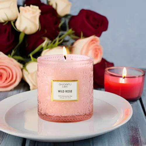 Miniatura 3 de Vela de Rosa Silvestre, Velas de Regalo para el Día de la Madre para Mujeres, Vela de Lujo en Frasco para Aromatizar el Hogar, Cera de Soja Natural