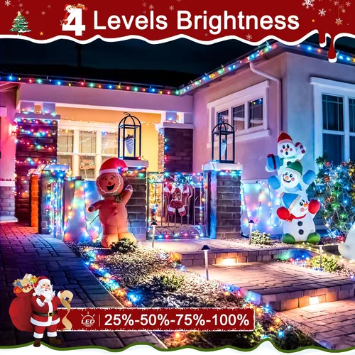 Miniatura 6 de Tira de luces de Navidad para exteriores, 8 modos, multicolor, 394 pies, 1200 LED