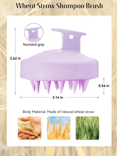 Miniatura 25 de HEETA Masajeador de cuero cabelludo para el crecimiento del cabello, cepillo de champú exfoliante de cuero cabelludo de silicona suave para Rojo