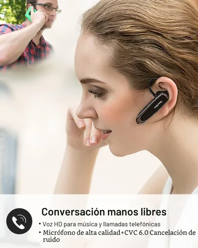 Miniatura 2 de [Paquete de 2] Auricular Bluetooth inalámbrico manos libres V5.0 24 horas conducción con micrófono 60 días auriculares Bluetooth en espera