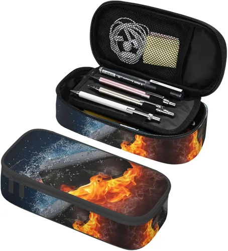 Miniatura 19 de Estuche de lápices con textura de pelota de fútbol americano, bolsa de almacenamiento de gran capacidad, bolsas de papelería con cremallera, soporte