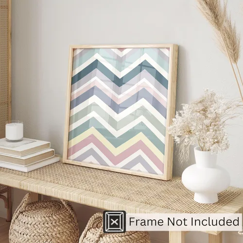 Miniatura 3 de Ethan Taylor Abstract Wall Art Prints Unframed Square Posters 'Retro 70s Hippie Chevron Pattern II' Retro Home Décor for Living Room, Bedroom