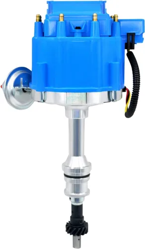 MAS Distribuidor HEI completo bobina 65K 7500 RPM compatible con bloque pequeño Ford SBF 5.8 L 351W Windsor 8 cilindros un cable instalación tapa
