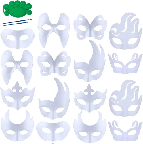 Miniatura 14 de Qavctw DIY White Masks Paper Cosplay Christmas Party Mask Unpainted Plain Craft Masquerade Masks