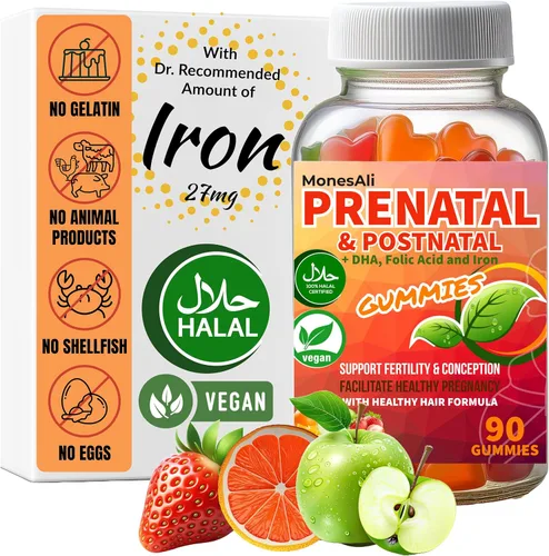 Miniatura 9 de Vitaminas prenatales para mujeres Postnatal Veganas, sin gelatina halal con folato, hierro y biotina Apoya el embarazo, la energía posparto