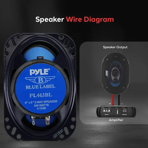 Miniatura 4 de Pyle 4' x 6' Sistema de altavoces de sonido de tres vías - Audio fuerte triaxial de rango medio profesional 240 vatios por par con impedancia de 4