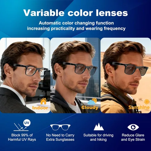 Miniatura 3 de Lentes inteligentes AI para mujeres y hombres, lentes de sol Bluetooth con GPT de chat y 164 idiomas, gafas de traducción con lente de cambio