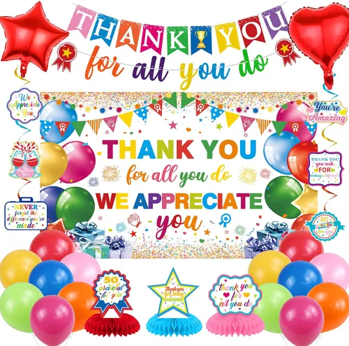 Miniatura 10 de Vlipoeasn Decoraciones de Pancarta We Appreciate You, Pancarta de Fondo Negro Morado Thank You for All You Do Panal de Abeja, Decoración de Oficina