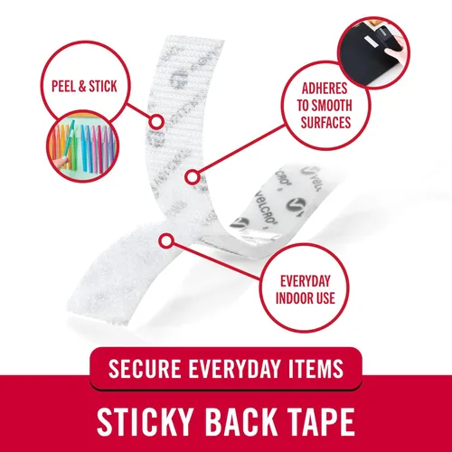 Miniatura 2 de VELCRO Brand - Sujetadores Sticky Back; cinta adhesiva de 3/4 de pulgadas; ideal para el hogar Blanco