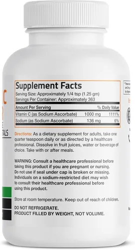 Miniatura 2 de Bronson Labs cristales de vitamina C, 1000 mg (ascorbato de sodio no acídico), 1