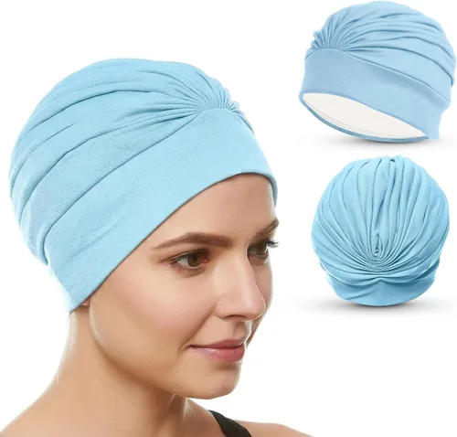 Miniatura 13 de BEEMO Gorros de natación para mujer, turbante de natación, de poliéster, con forro de látex, plisado para mujer Púrpura