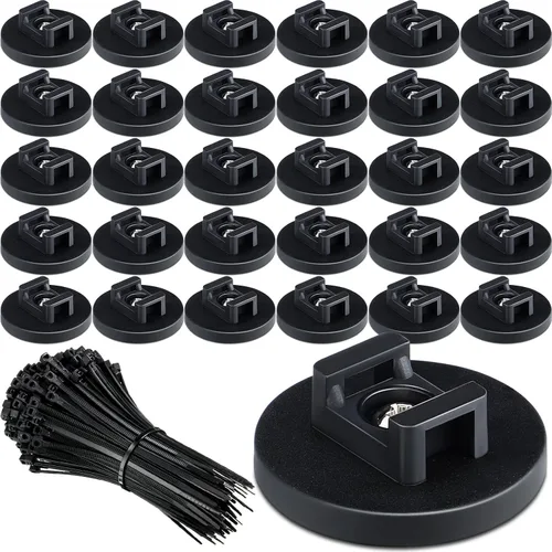 Miniatura 9 de Yookeer 120 piezas de soporte magnético para cables, multiusos, bases magnéticas de gestión de cables con cremallera resistente, montaje de bridas