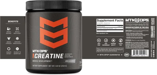 Miniatura 9 de MTN OPS Monohidrato de creatina micronizada en polvo, sin sabor, 0.18 oz por porción, 50 porciones, creatina pura para recuperación muscular